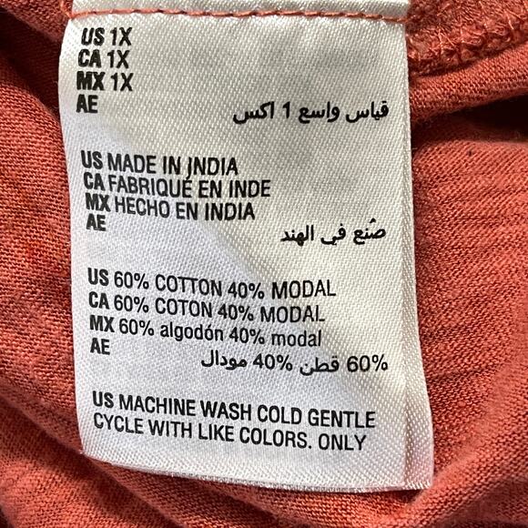 Style co Top Women Plus 1X Orange Sleeveless Tropical Print Cotton Modal Cotton - Picture 6 of 6